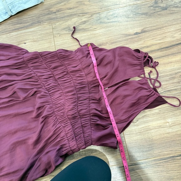 Anthropologie Moulinette Soeurs Burgundy Halter Smocked Midi Dress - Picture 9 of 11